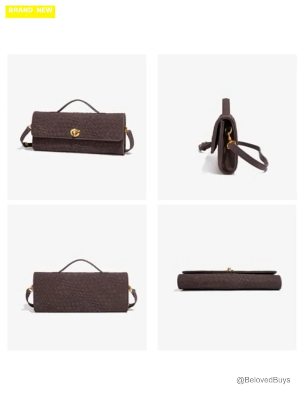 Woven Hobo Satchel - Soft Faux Suede Evening Handbag Crossbody Clutch Purse